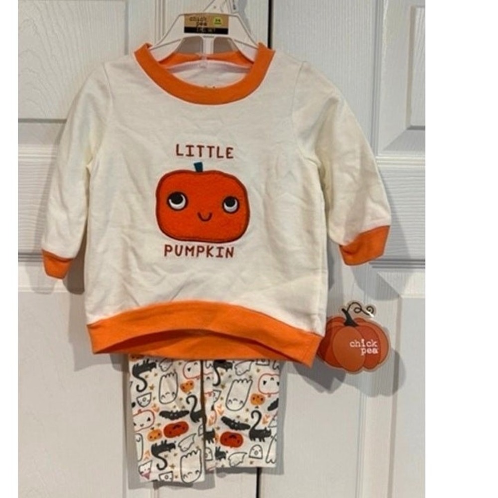 Chick Pea NEW Little Pumpkin Halloween Sweatshirt and Leggings Outfit Spooky